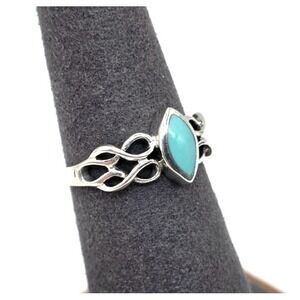 Sleeping Beauty Turquoise Marquise Ring Size 7 Sterling Silver 925 Handmade NWOT